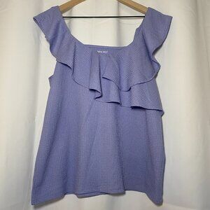 Nine West Ruffle Sleeveless Tank Top Womens L Lavender Crepe Texture Girly EUC